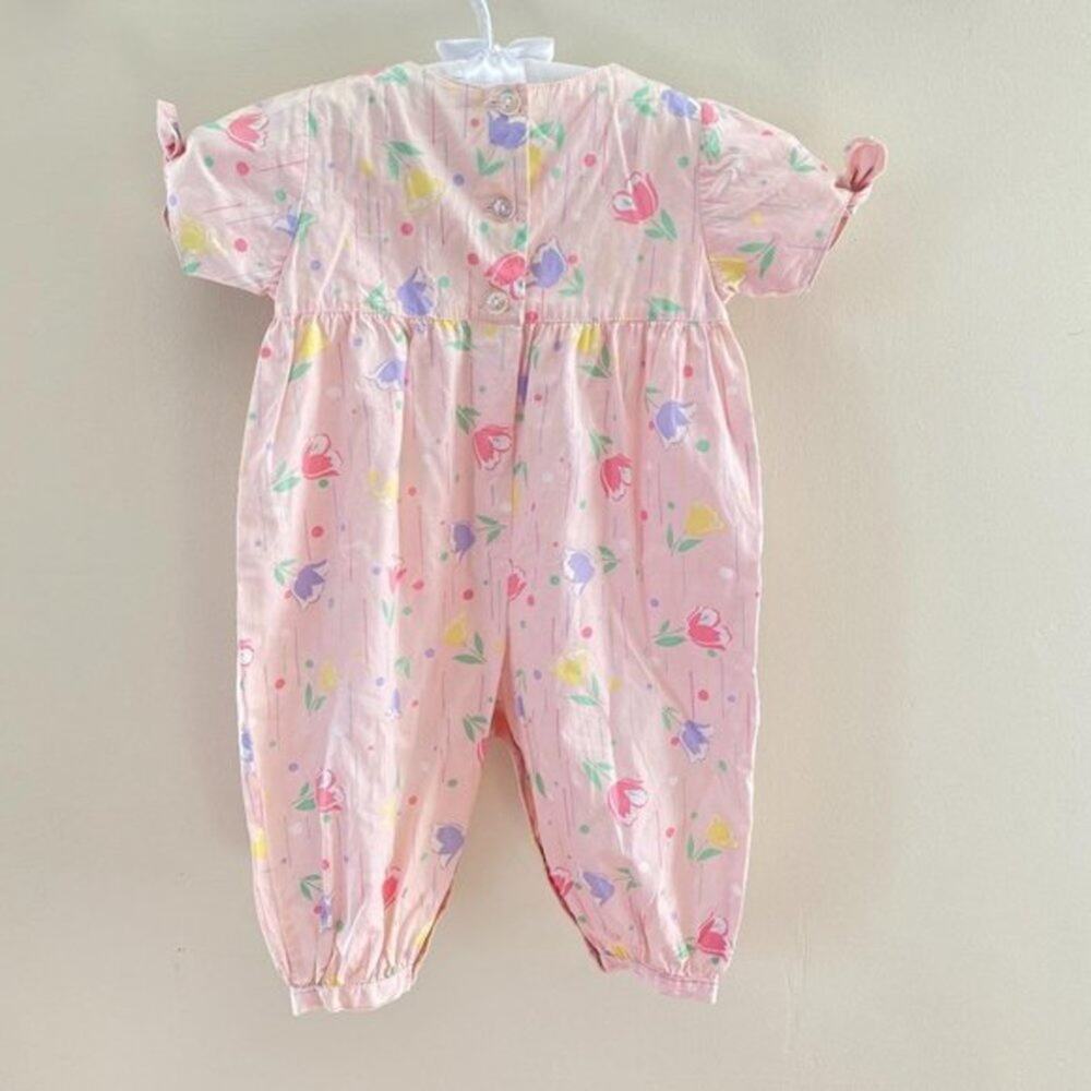 Vintage Mine Alone Pink Floral Jumpsuit 3-6 Months - Picture 7 of 10